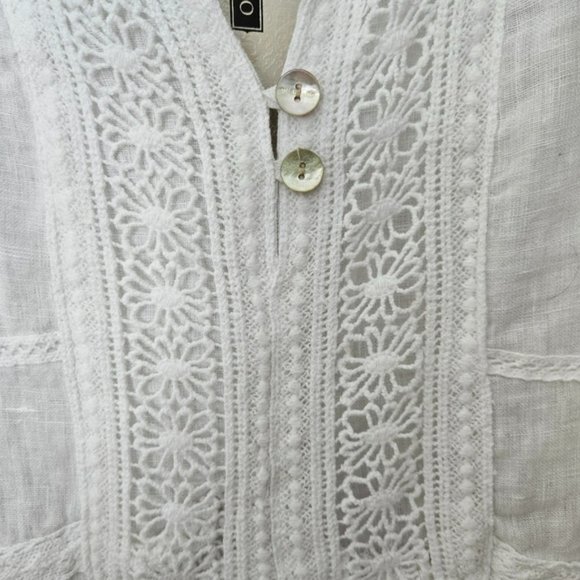 NWT LUNGO L'ARNO White Linen Tunic size 1X - Picture 7 of 9